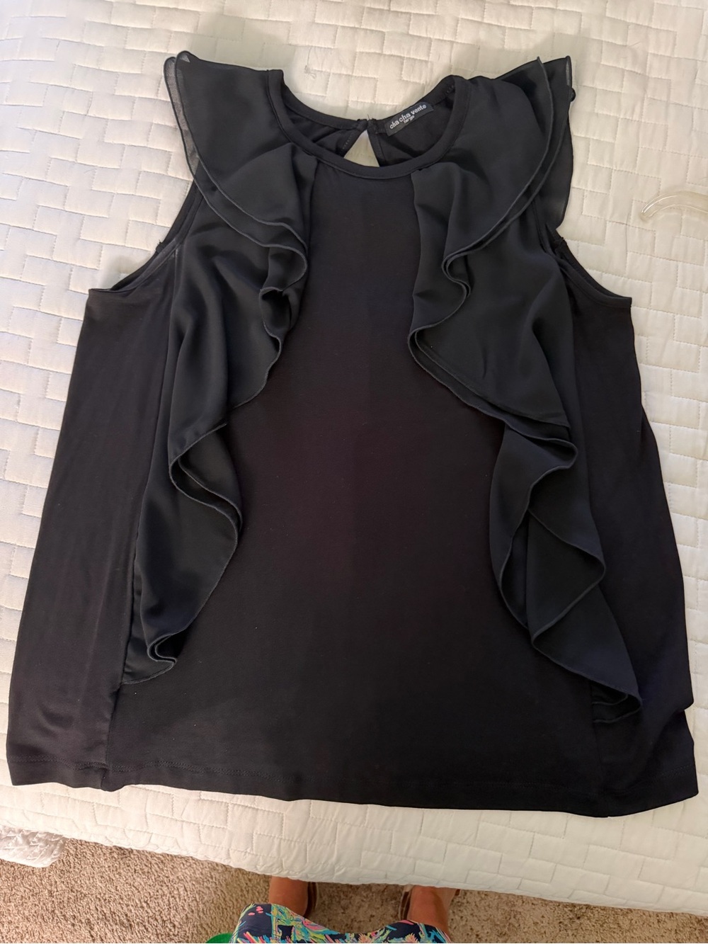 cha cha vente Black Ruffle-Front Sleeveless Camisole